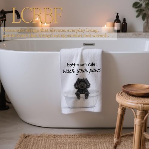 Poodle Wash Your Paws Kids Bathroom Hand Towels - Funny Black Poodle Kids Bathroom Hand Towels, 16x24 Inch, Dog Lover Gift - LCRBF