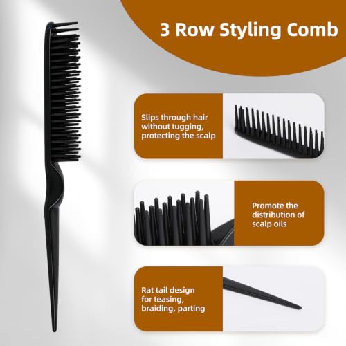 3-Row Detangling Comb Set for Curly and Natural Hair (2-Piece)