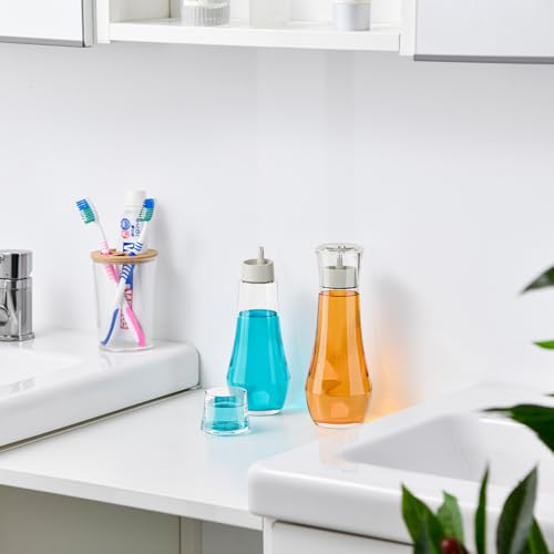 VITVITI Glass Mouthwash Dispenser with Lid - 8.8 oz Clear Bottle