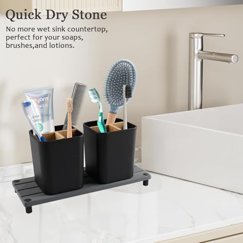 Yomjarl 2-Pack Electric Toothbrush Holder with Water Absorbing Stone Tray
