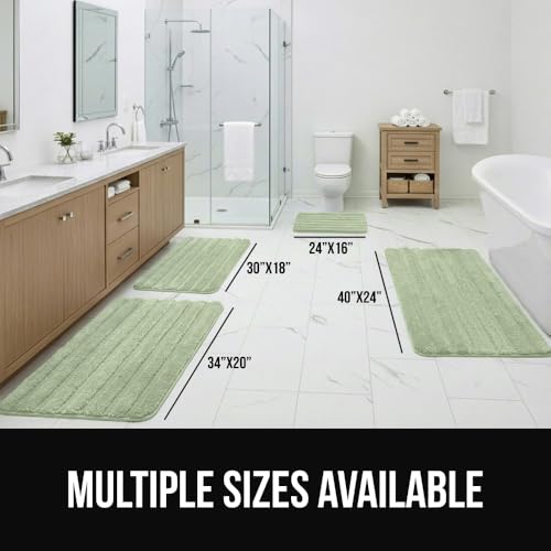 Gorilla Grip Sage Memory Foam Bath Mat, 24x16, Textured Backing