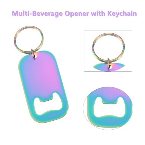 Colorful Stainless Steel Bottle Opener Keychains - 4 Pack