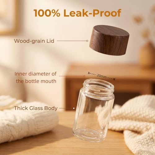 LOLUTIY 6-Piece Mini Glass Airtight Container Set - 10ml, 20ml, 30ml