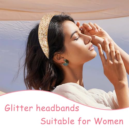 Tihebax Glitter Headbands for Girls Women Sparkly Hair Hoops Set