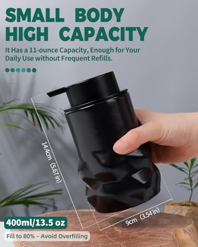 BosilunLife Black Liquid Sculpt Foam Soap Dispenser - Ceramic Hand Soap Dispenser for Kitchen & Bathroom