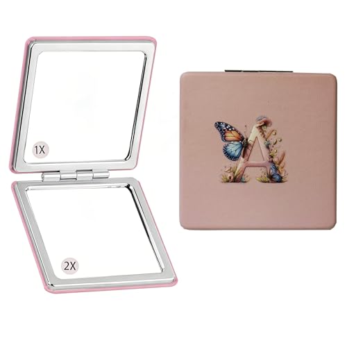 Monogram Compact Makeup Mirror Double Sided Travel Pocket Mirror
