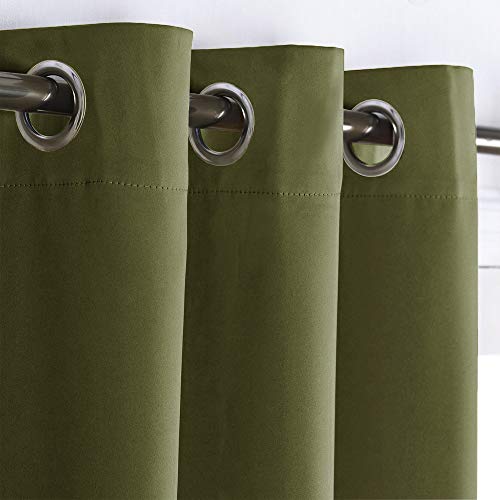 NICETOWN Olive Green Blackout Curtain Panel 42" x 84" - Thermal Insulated Room Darkening Drapes