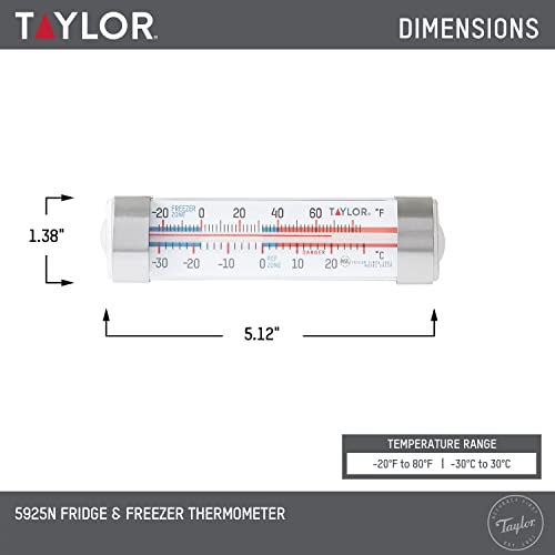 Taylor Analog Refrigerator and Freezer Thermometer 5925N with Suction Cups