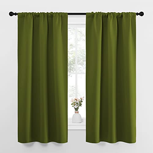 NICETOWN Olive Green Thermal Blackout Curtains - 34 x 63 Inch, 2-Pack