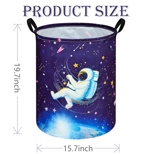 Spaceman Kids Laundry Basket - Collapsible Storage Hamper with Handles