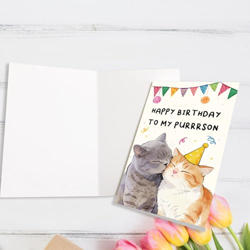 Romantic Cat Birthday Card - Cute Cuddling Cats Design #3