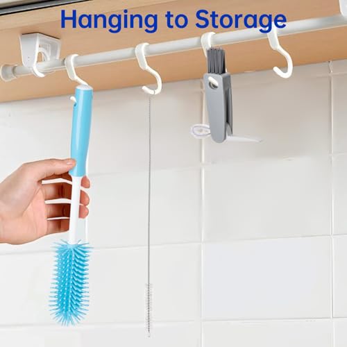 3 Pack Water Bottle Cleaner Brush Set - for Owala Cleaning Kit, Long Handle Silicone Bottle Brush Soft Touch No Scratch, Straw Cleaner Brush, 3 in 1 Multipurpose Cup Cleaner Kit for Owala Accessories