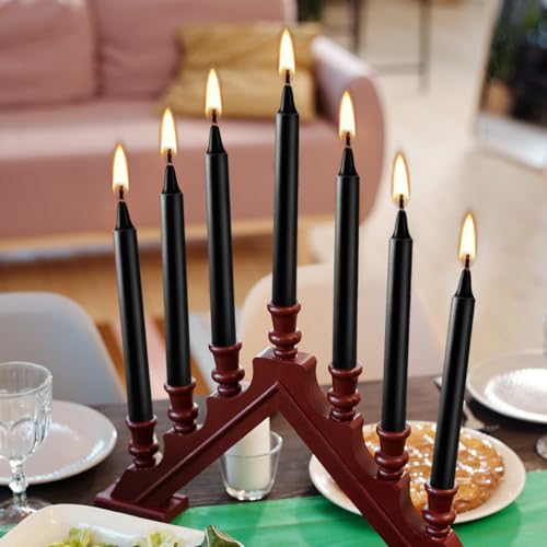 20-Pack Black Taper Candles - Smokeless, Long-Burning, Non-Dripping
