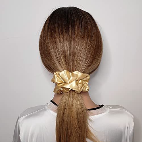 Sufermoe 6-Pack 4.5 Inch Satin Silk Hair Scrunchies - Dark Gold