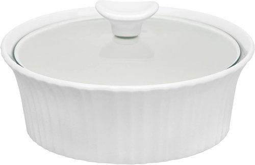 CorningWare French White Round Casserole - 1.5 Quart with Durable Glass Lid