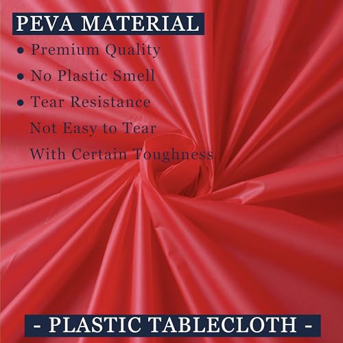 Red Disposable Tablecloth 2 Pack - 54 x 108 Inches for Parties and Events - B3 Red