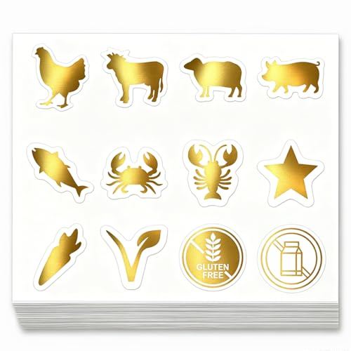 Gold Wedding Meal Stickers - 50 Self-Adhesive Food Labels (600 pcs)