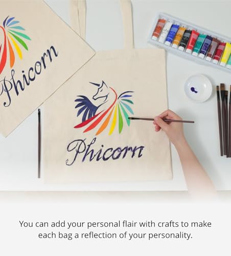 Phicorn Natural Canvas Tote Bag 15x16 in, 8 oz Reusable Shopping Bag - Variation 2