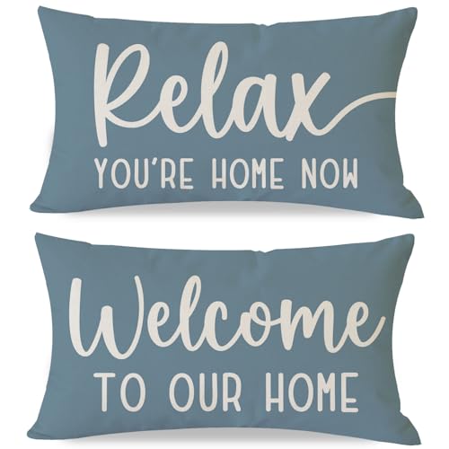 PANDICORN Decorative Throw Pillow Covers 12x20 Inch Set of 2 - Dusty Blue