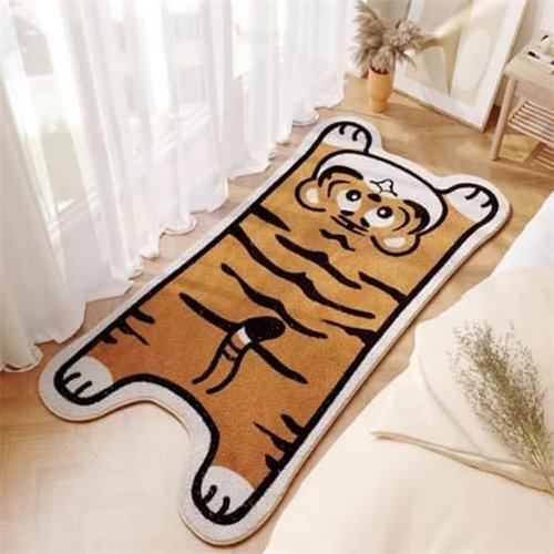 Area Rugs for Bedroom 1.3' X 3.9', Washable Cat Irregular Shaped Rug Cute Carpet Kid Funny Cartoon Rugs, Room Decor Cat Dog Shaped Pet and Children Entryway Rug (Tiger Skin)