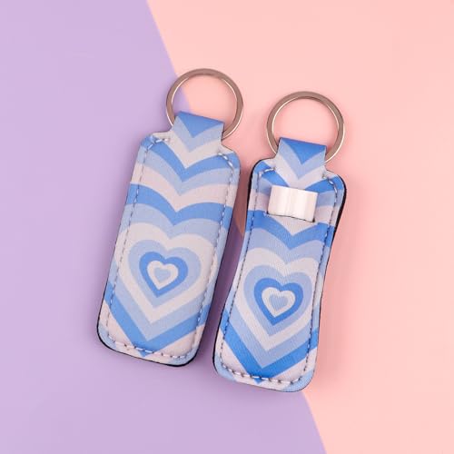 4 Pcs Lip Balm Holder Keychain Elastic Fabric Lipstick Sleeves