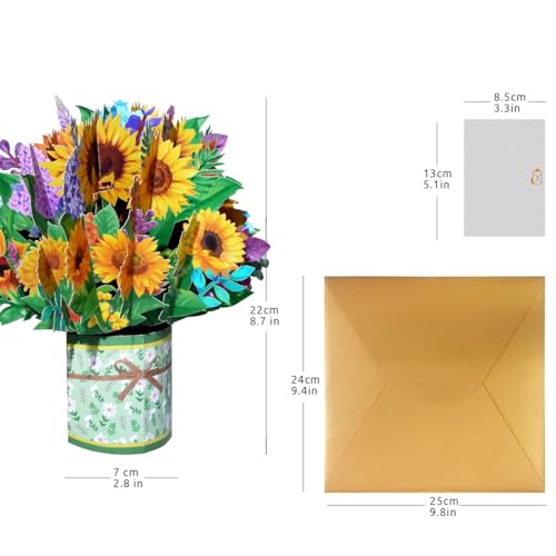 Sunflower Bouquet Pop-Up Greeting Card for All Occasions