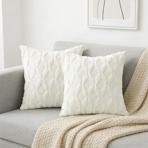 HUIDORLE Velvet Throw Pillow Covers, 18x18 Inch Boho Cushion Case Set of 2