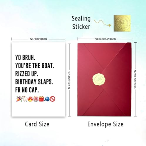 Bestmelo BT-345 Funny Gen Z Birthday Card for Teen Boys with Envelope & Seal