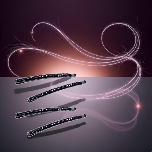 Black Rhinestone Bobby Pins 4-Pack Sparkly Crystal Hair Barrettes