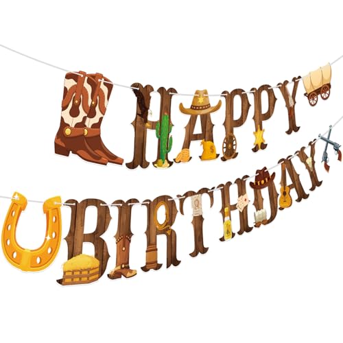 Western Cowboy Happy Birthday Banner for Themed Parties