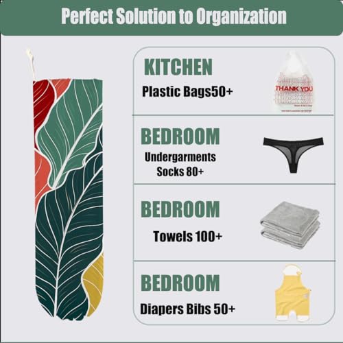 Palm Leaves Plastic Bag Holder - Wall-Mounted Grocery Bag Organizer