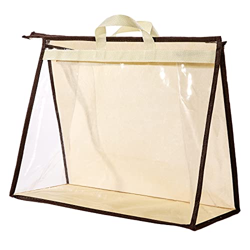 CINPIUK Beige XL Clear Handbag Storage Bags with Zipper & Handle – Closet Organizer for Purses