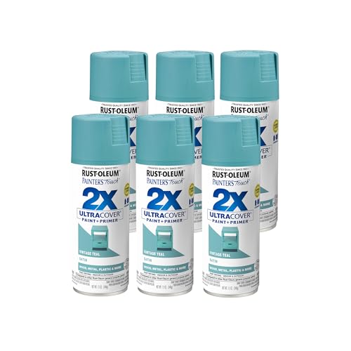 Rust-Oleum Painter's Touch 2X Ultra Cover Spray Paint Satin Vintage Teal 12 oz - Pack of 6