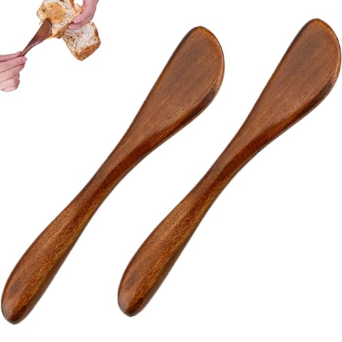 2-Piece Wooden Butter Knife Set - 6 Inch Spreader for Condiments