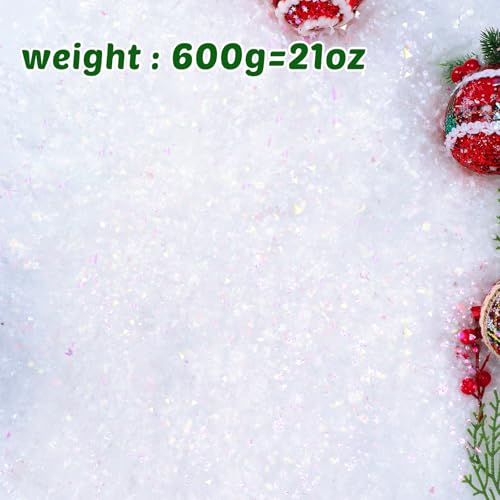 21.1oz Christmas Fake Snow Decoration, Sparkling Artificial Snow for Crafts & Holiday Decor - Variations of THIS listing