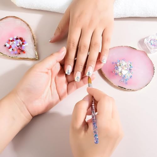 Waldd Resin Nail Art Polish Palette with Gold Edge (Blue, 3.9")
