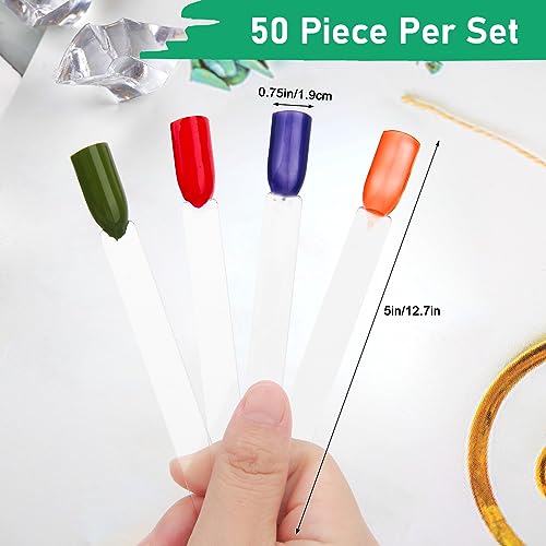 AHIER 50 Pcs Transparent Nail Swatches Sticks and Fan Display Board