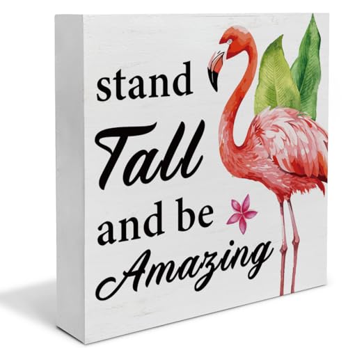 Pink Flamingo Wooden Sign - Summer Decor for Home & Shelf