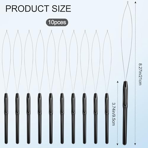 GAQWOK 10PCS Hair Extension Loop Tools and Needle Threaders for Beads