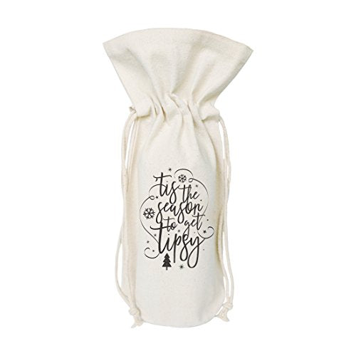 Tis the Season to Get Tipsy Christmas Wine Bag - Holiday Bottle Cover & Gift Bag