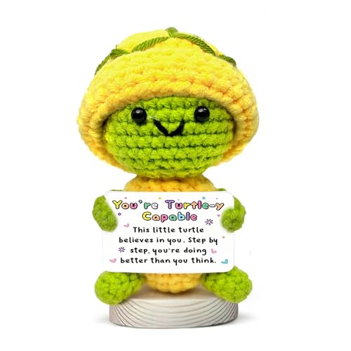 Crochet Turtle Capable Gift with Affirmation Cards - Handmade Support Decor