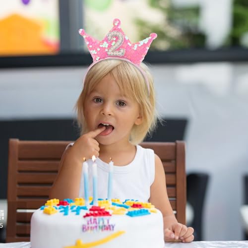 Jaciya Pink Sequin Headband & Pearl Tiara for Birthday Party