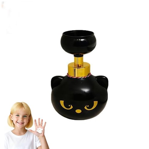 Cute Cat Paw Foam Soap Dispenser, Black Kitty Refillable Foaming Pump Bottle,Automatic soap Dispenser for Bathroom & Kitchen, Halloween & Holiday Home Decor