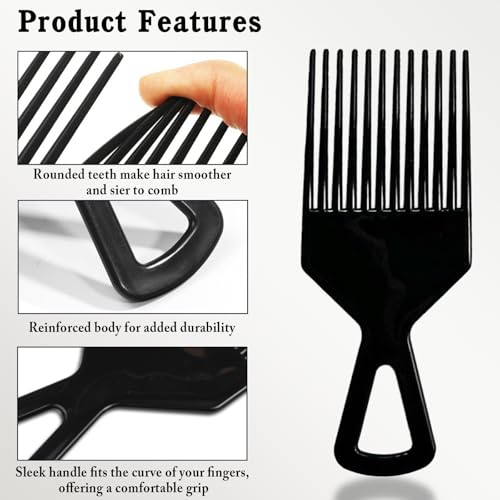 Zoolinn Afro Hair Pick Comb Set - 3 Pack Wide Tooth Styling Tools
