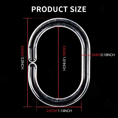 Fandamei 36-Piece C-Shaped Plastic Shower Curtain Rings, Rustproof Hooks