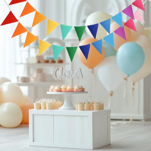 Colorful Rainbow Pennant Banner - 48Pcs with 4 Strings