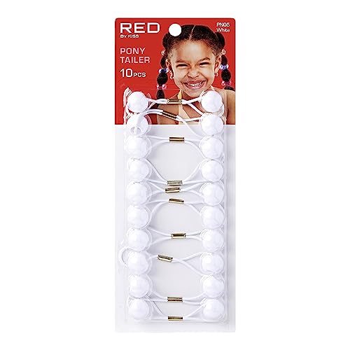 RED by Kiss 10-Piece 16mm Ball Hair Ties White Bubble Ponytail Holders