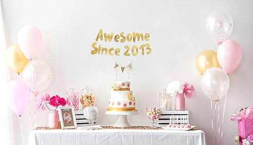 Awesome Since 2013 Gold Glitter Banner - Pre-Strung 13th Birthday Decoration