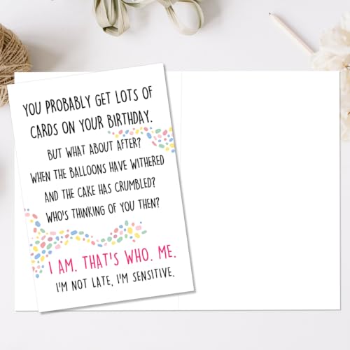 Funny Belated Birthday Card - Humor Gift for Friends & Family