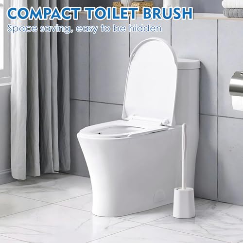 Toilet Brush and Holder Set - 2 Pack with Ergonomic Handle for Deep Cleaning